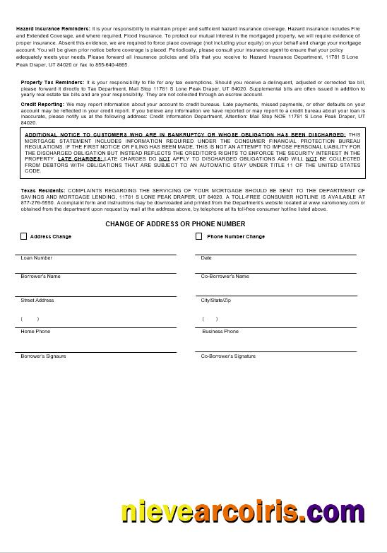 USA Varo Bank Mortgage Statement In Word And PDF Formats 3 Photolook