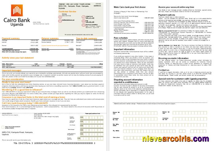 Uganda Cairo Bank Mortgage Statement In Word And PDF Formats, 2 Pages Sample