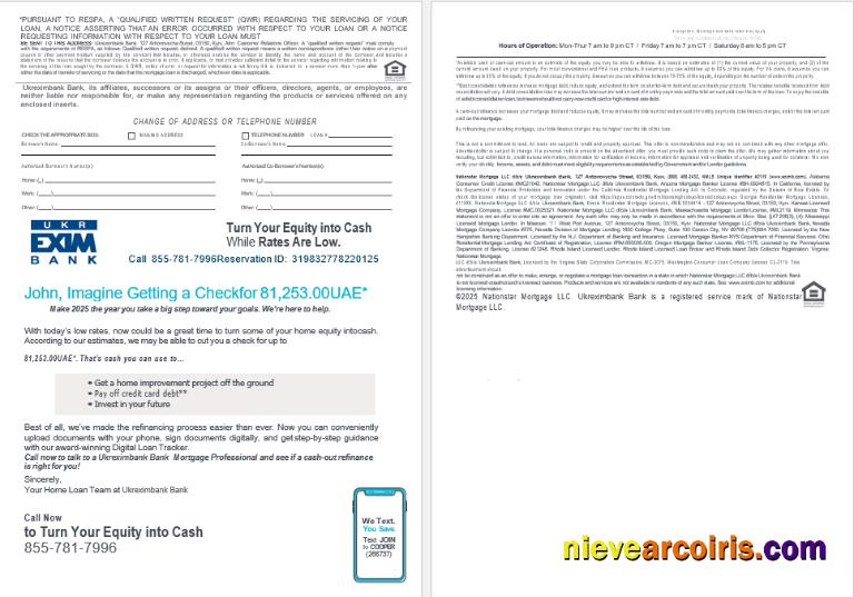 Ukrainian Ukreximbank Bank Mortgage Loan Statement In Word And PDF Formats , 4 Pages 3 4 Template