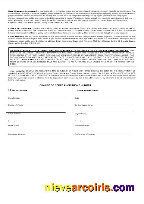 United Kingdom Citibank Bank Mortgage Statement In Word And PDF Formats 3 Sample