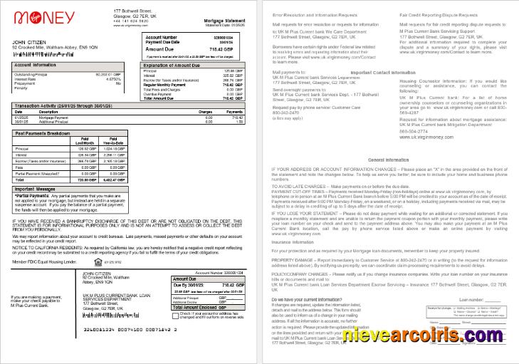 United Kingdom M Plus Current Bank Mortgage Statement In Word And PDF Formats Template