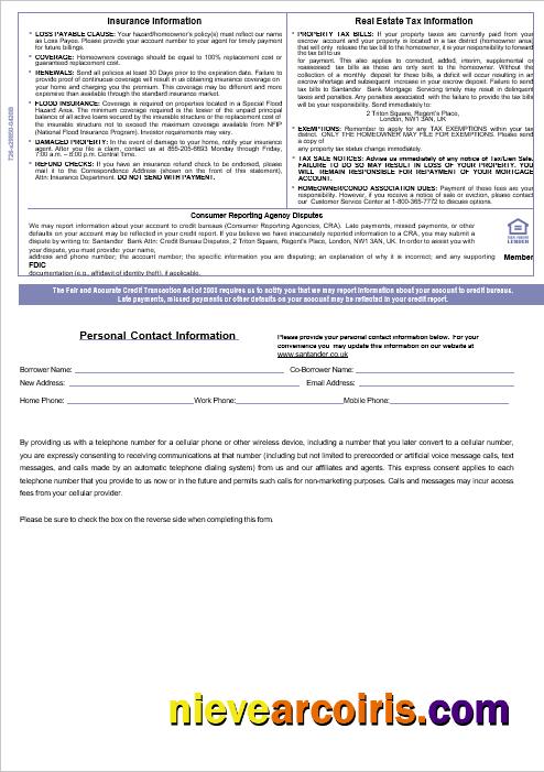 United Kingdom Santander Bank Mortgage Statement In Word And PDF Formats, 3 Pages 3 Preview
