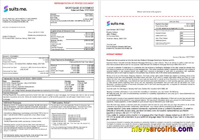 United Kingdom Suits Me Bank Mortgage Statement In Word And PDF Formats, 3 Pages 1 2 Template