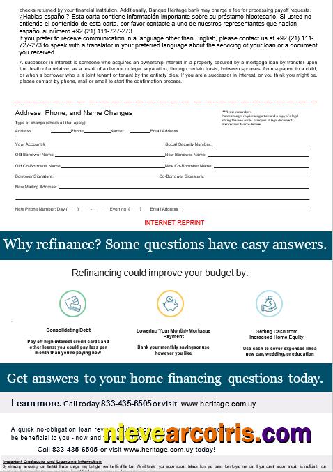 Uruguay Banque Heritage Bankmortgage Statement In Word And PDF Formats, 3 Pages 3 Preview
