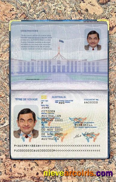 Australian Passport (convention Travel Document) Free Photo Look Template