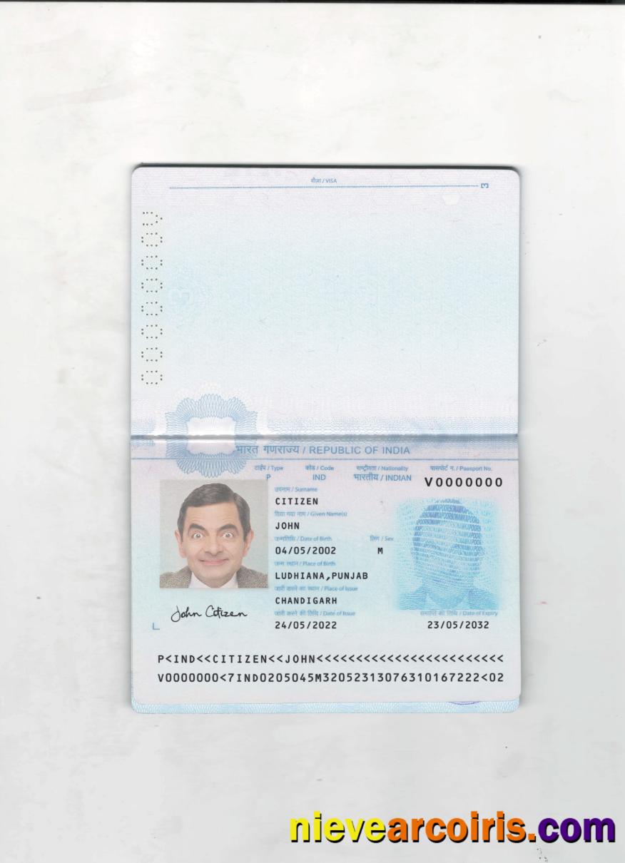 India Passport 2022 Present 2 Pages Page 1 Photolook