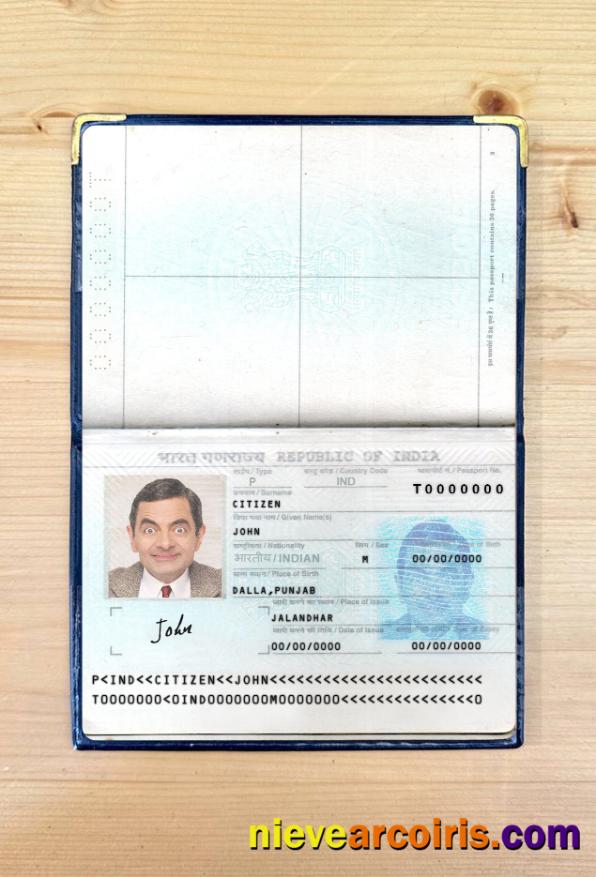 India Passport New Version 2 Pages Photolook 1 Template