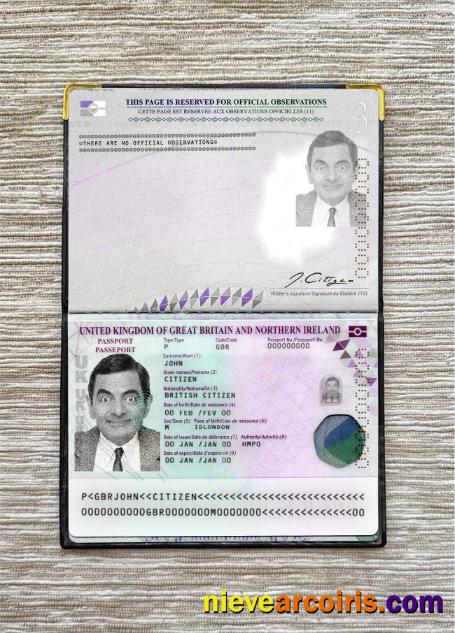 United Kingdom Passport (2020 Present) Photo Look Sample