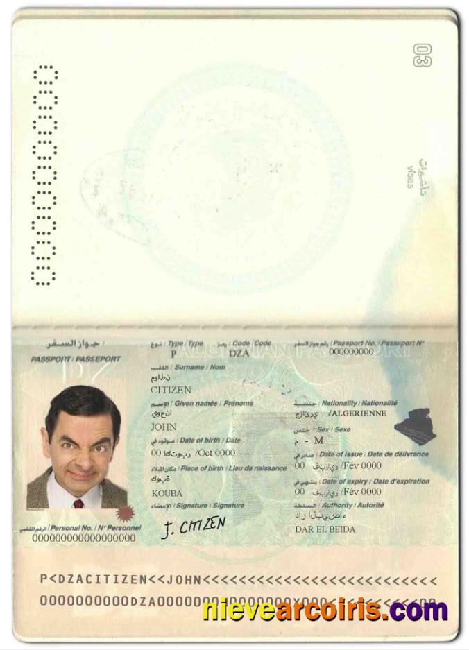 Algeria Passport Sample