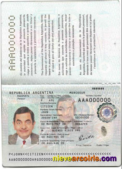 Argentina Passport Template