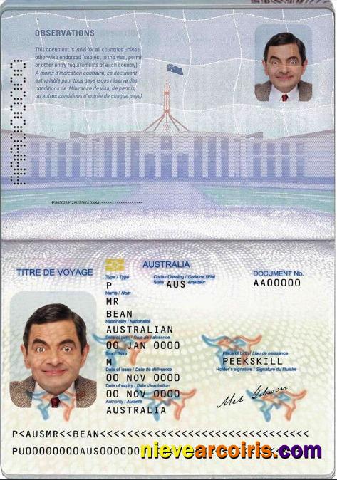 Australian Passport (convention Travel Document) Sample