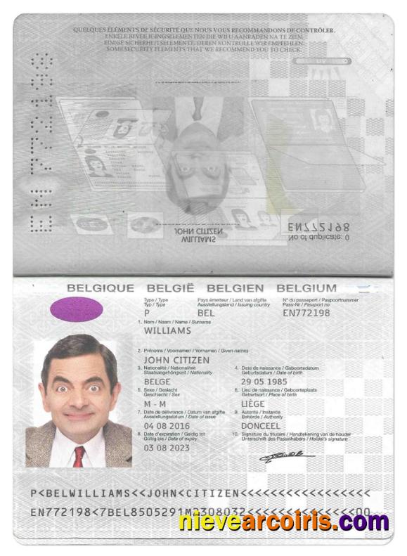 Realistic BELGIUM Passport PSD Template, With Fonts, Version 2 (2017 Present)
