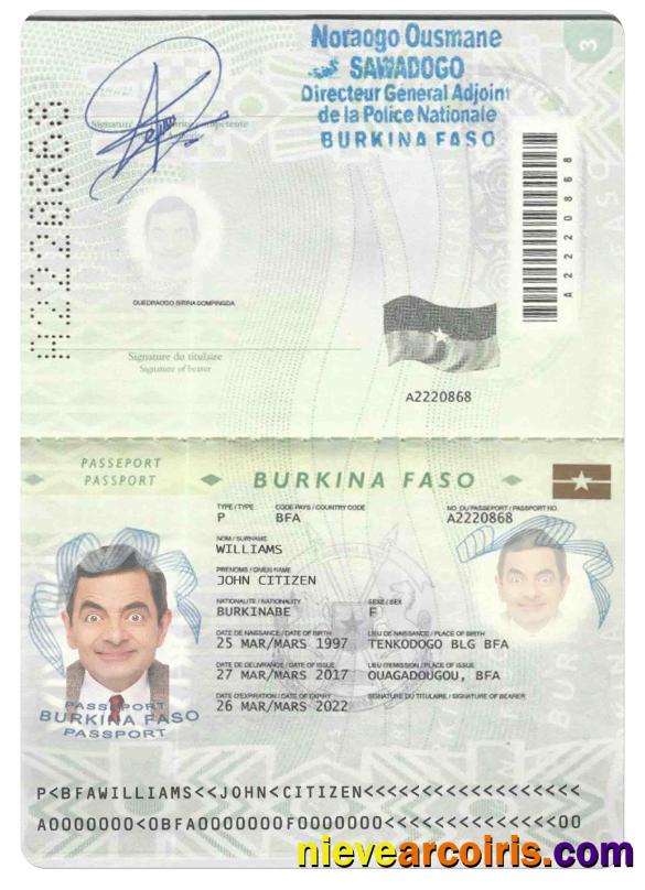 Editable BURKINA FASO Passport Template In PSD Format, Fully Editable (2008 – 2018)
