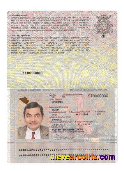 Belgium Emergency Passport Preview