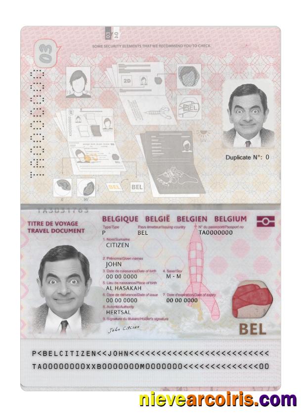 Belgium Passport 2022 Present Sample
