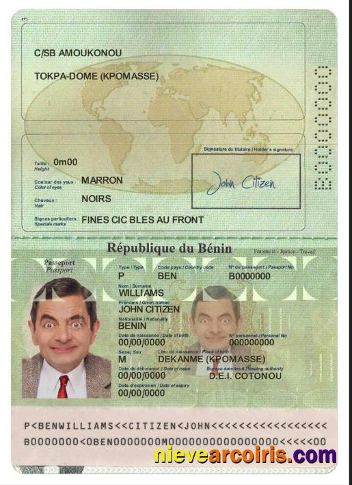 Benin Passport Sample