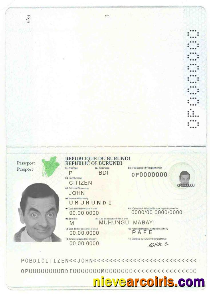 Burundi Passport (2011 2019) Sample