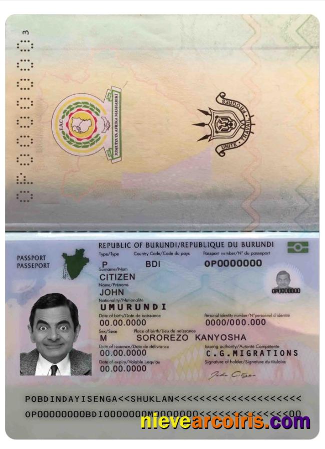 Premium Burundi Passport PSD Template, Completely Editable (2019 – Present)