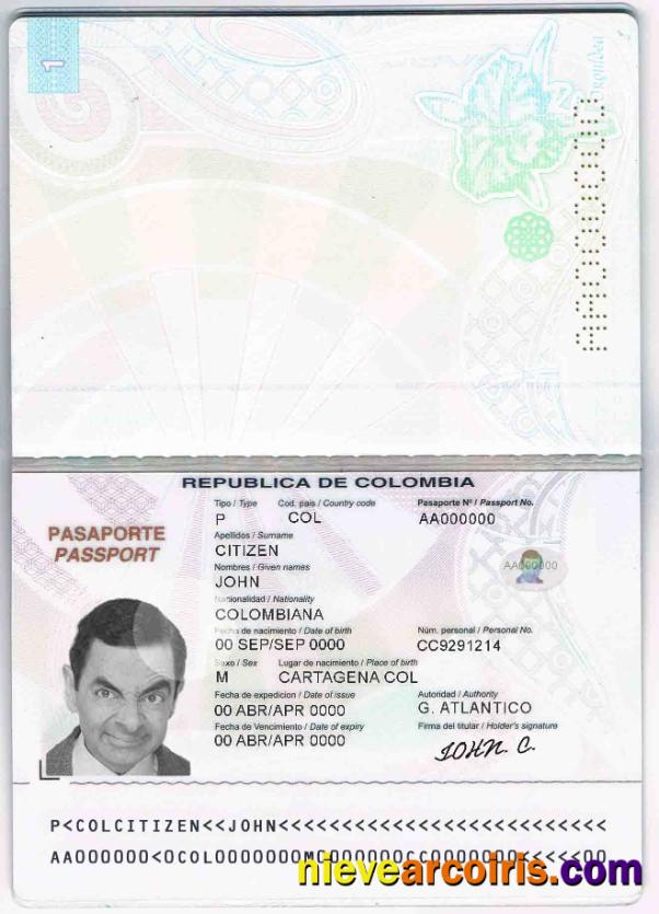 Colombia Passport (2018 2018) Template