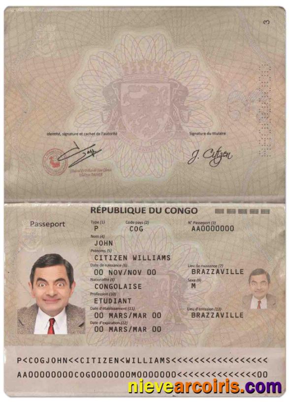 Congo Passport (2014 Present) Template