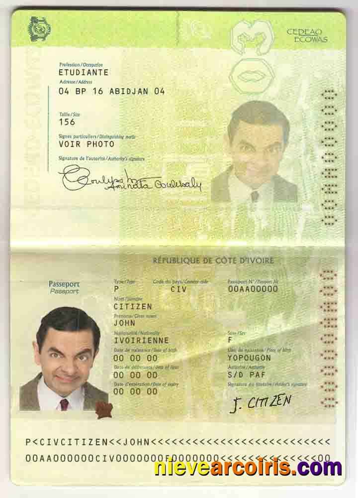 Cote D’Ivoire Passport Preview