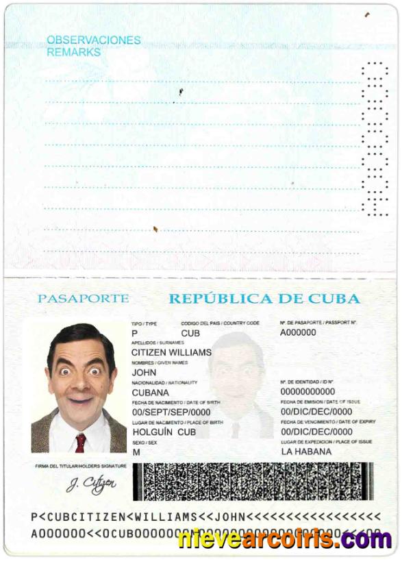 Cuba Passport Sample