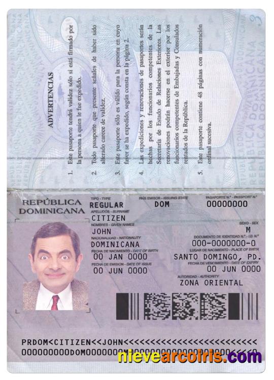 Dominican Repubic Passport Version 2 Sample