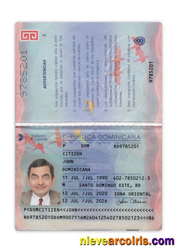 Dominican Republic Passport 2020 Present Template