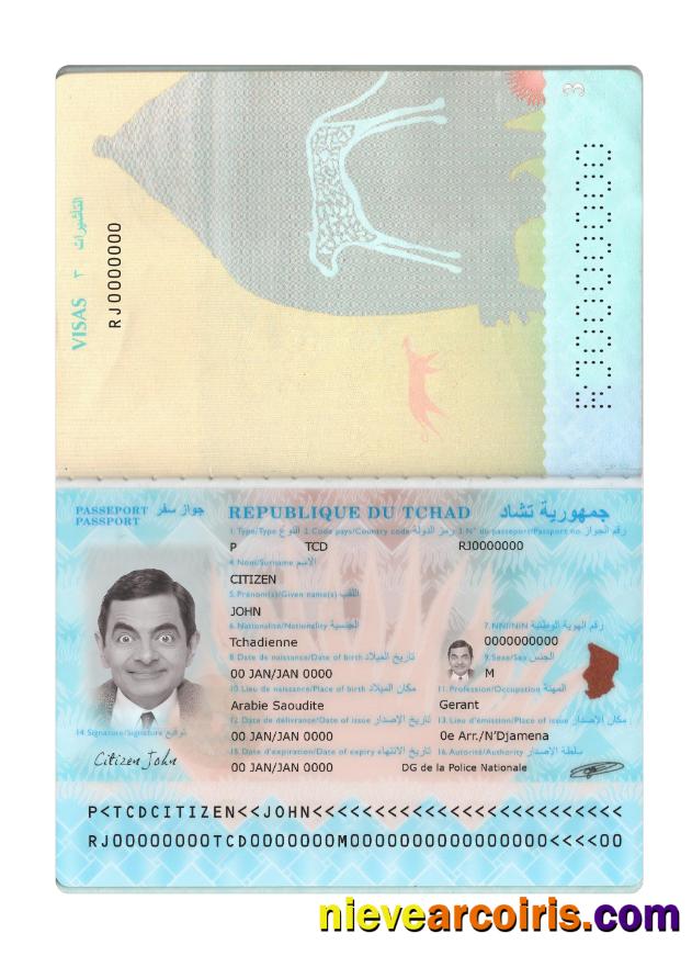Du Tchad Passport New 2021 Present Template