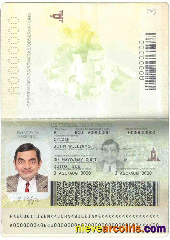 Ecuador Passport Template