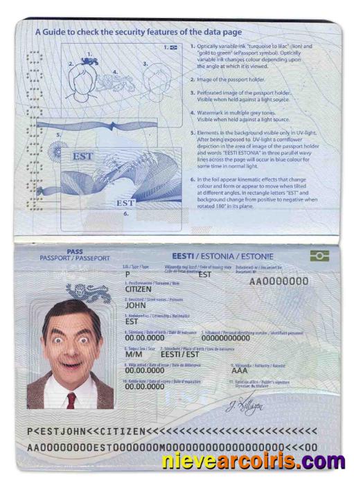 Estonia Passport Sample