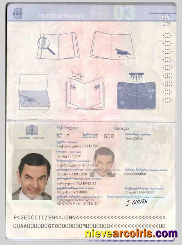 Georgia Passport Template