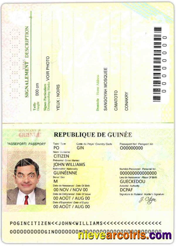 Guinea Passport (2014 2018) Template