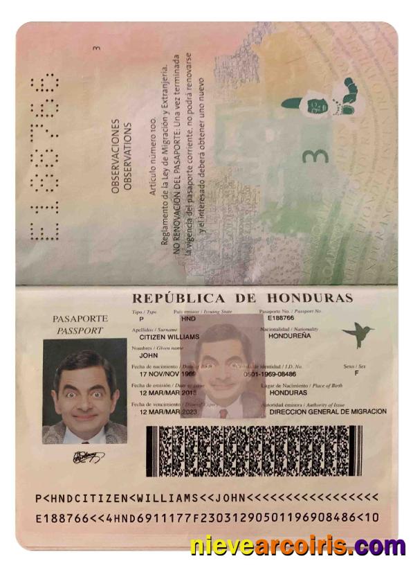 HONDURAS Passport Template
