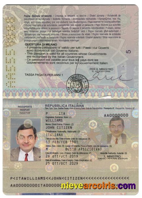 ITALY Passport Version 2 Template