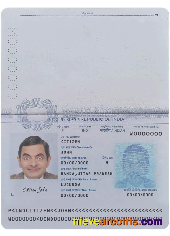 India Passport New Version Template