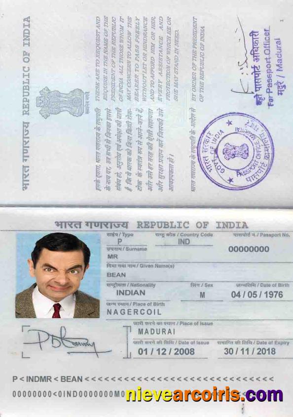 India Passport Template
