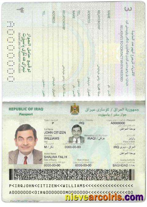 Iraq Passport Template