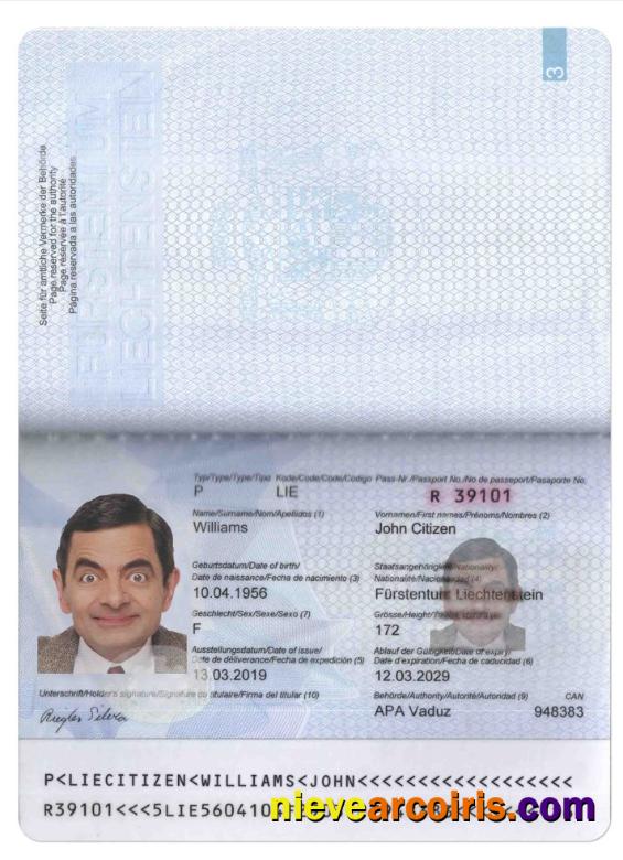 LIECHTENSTEIN Passport Template