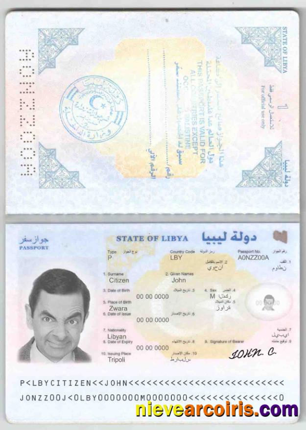 Libya Passport Sample