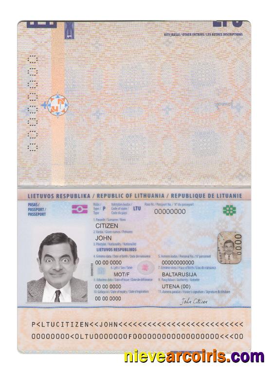 Lithuania Passport New 2021 Present Template