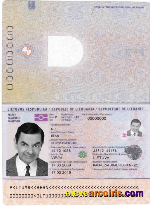Lithuania Passport Template
