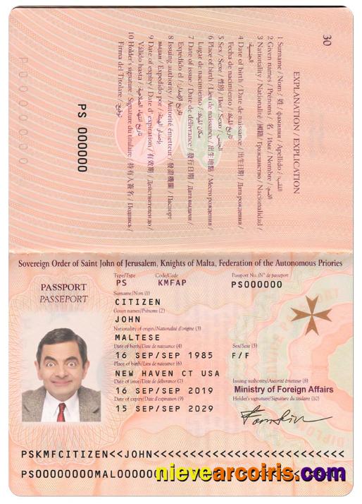MALTA Passport 2019 Present Sample