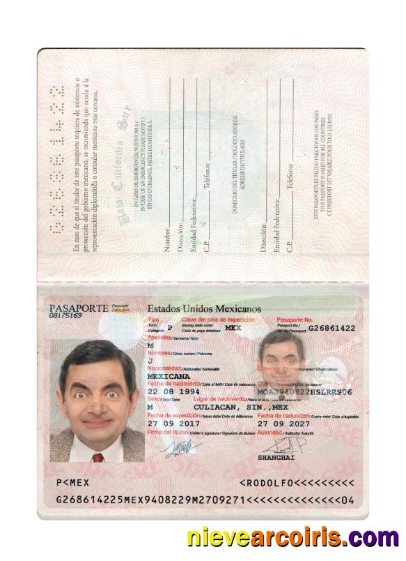 Mexico Passport 2017 Present Sample