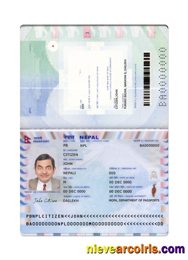 Nepal Passport New Version Sample