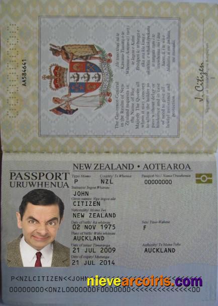 New Zealand Passport (2005 2009) Photolook