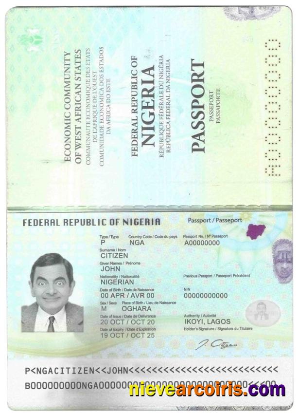 Editable Nigeria Passport Template In PSD Format, Fully Editable (2019 – Present)