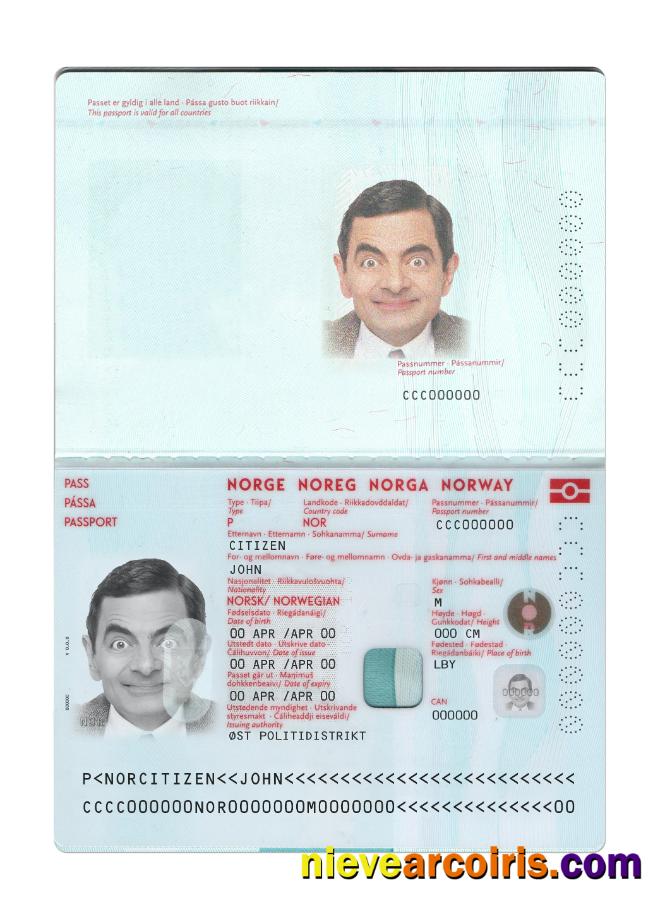 Norway Passport New 2021 Present Sample