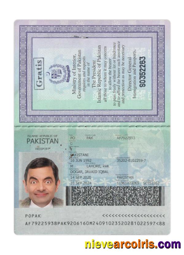 Pakistan Passport 2020 Present Sample