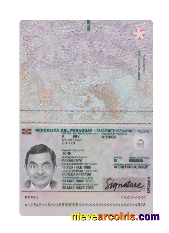 Paraguay Passport 2023 Present Template